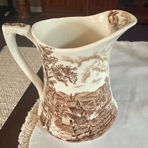 Vintage Alfred Meakin Pitcher Reverie,Staffordshire England Brown Tranferware